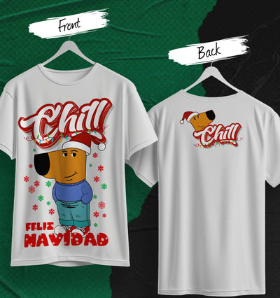 Playera Chill Navidad | Estilo Festivo con Perrito Santa