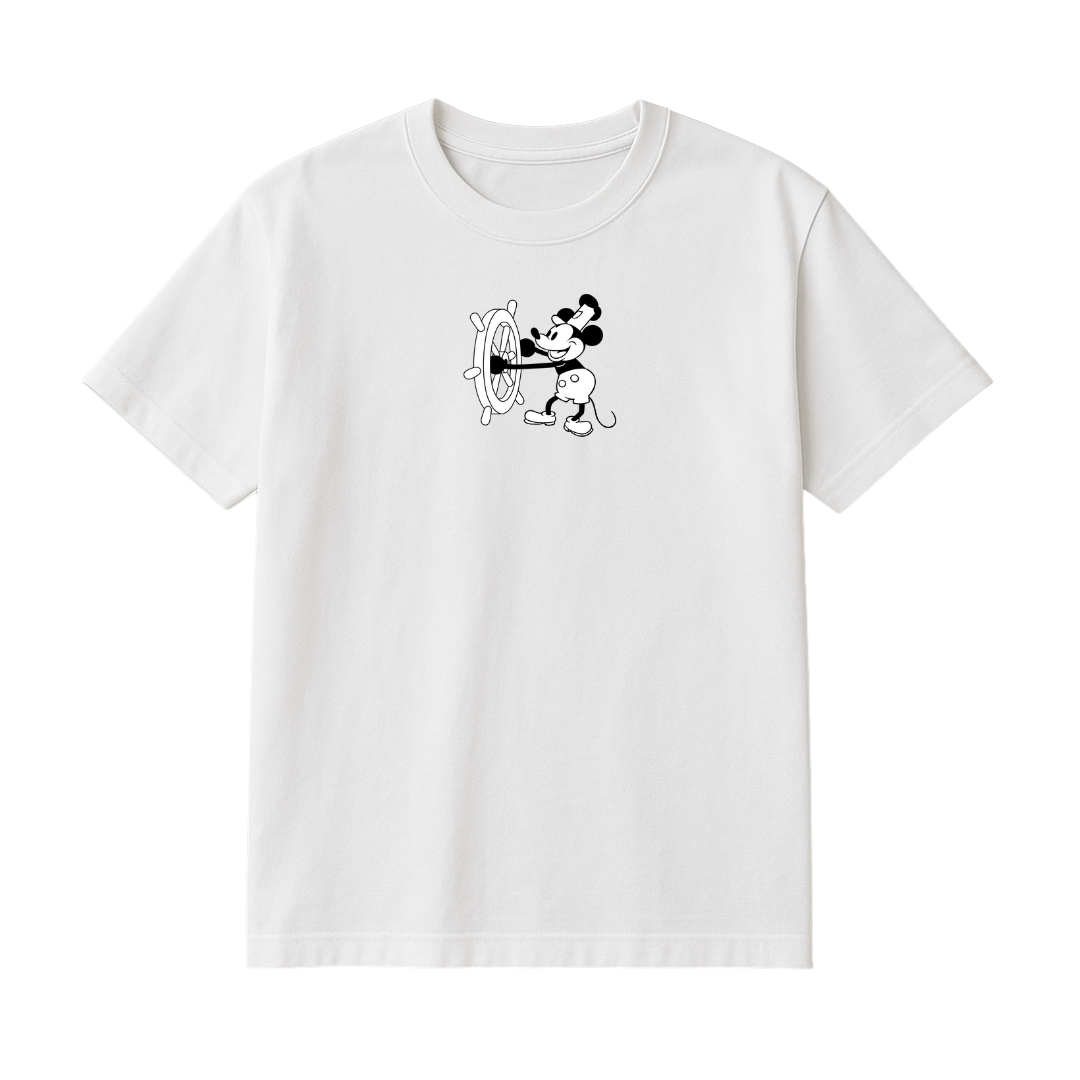 Playera Timón Retro Blanco y Negro