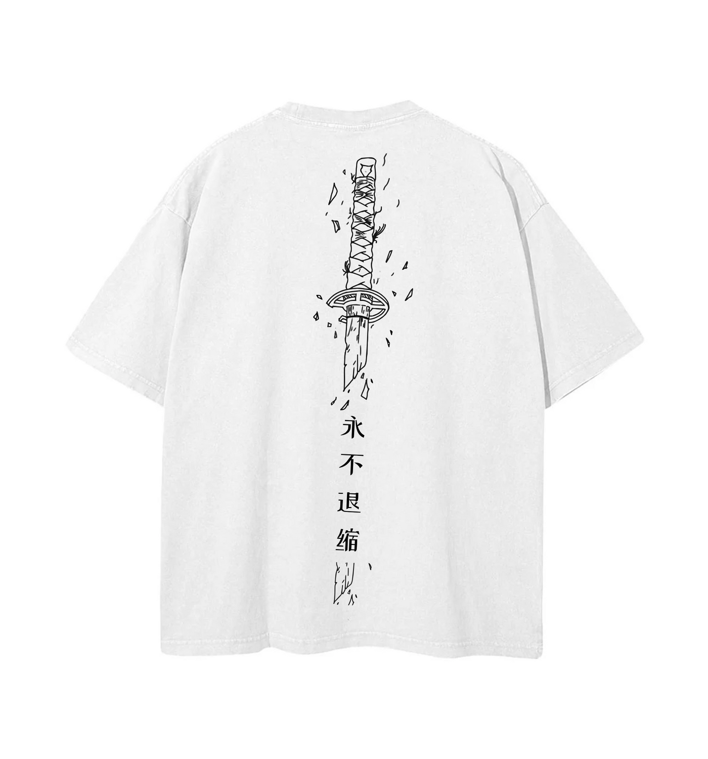 Playera con katana y kanji – Estilo samurái japonés minimalista