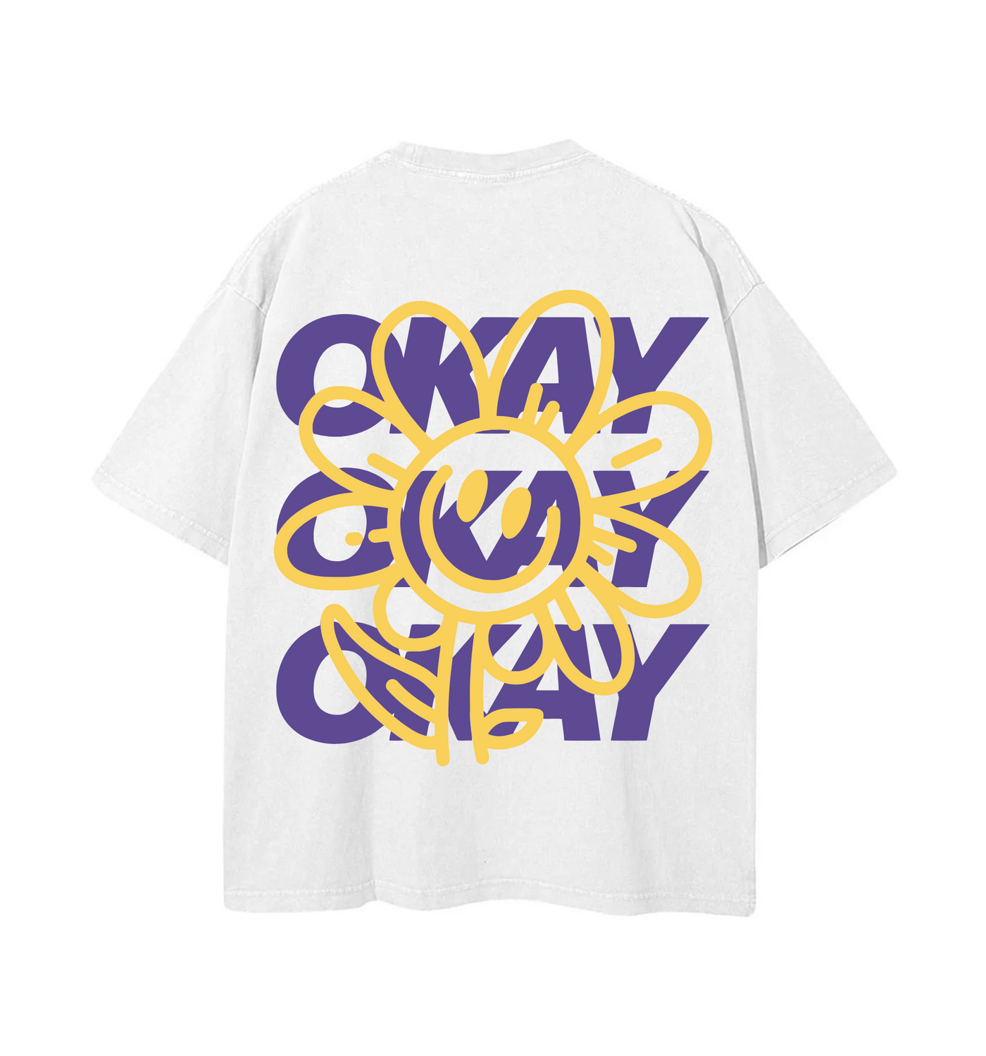 Playera OKAY con flor sonriente – Estilo pop art urbano