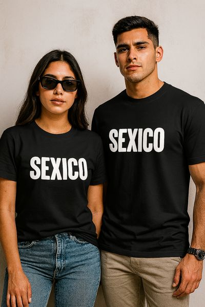 Playera negra SEXICO con diseño atrevido en letras blancas – Estilo urbano unisex