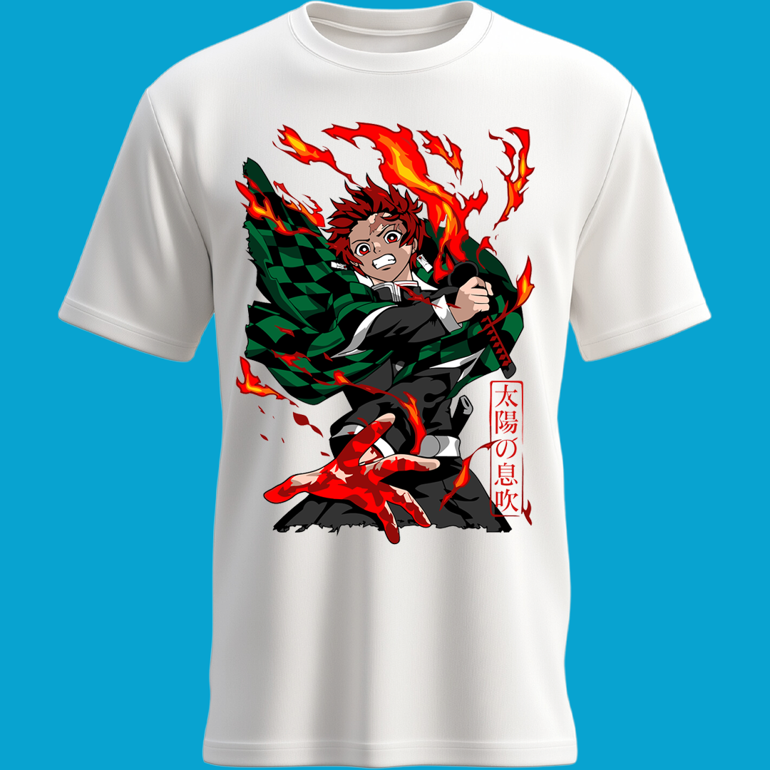Playera Tanjiro con Katana de Fuego - Ataque Letal Estilo Anime