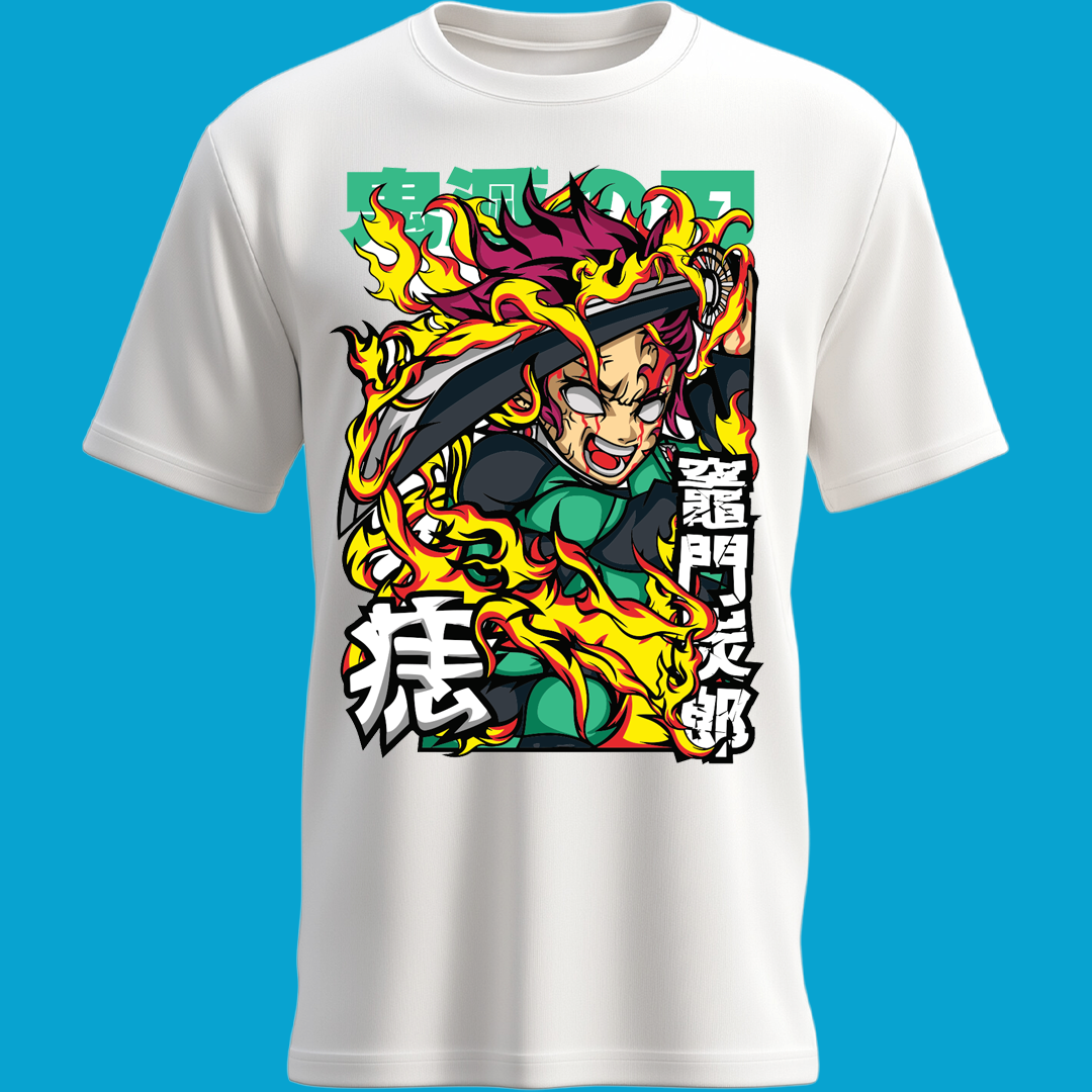 Playera Tanjiro en Llamas - Furia Flameante Estilo Manga