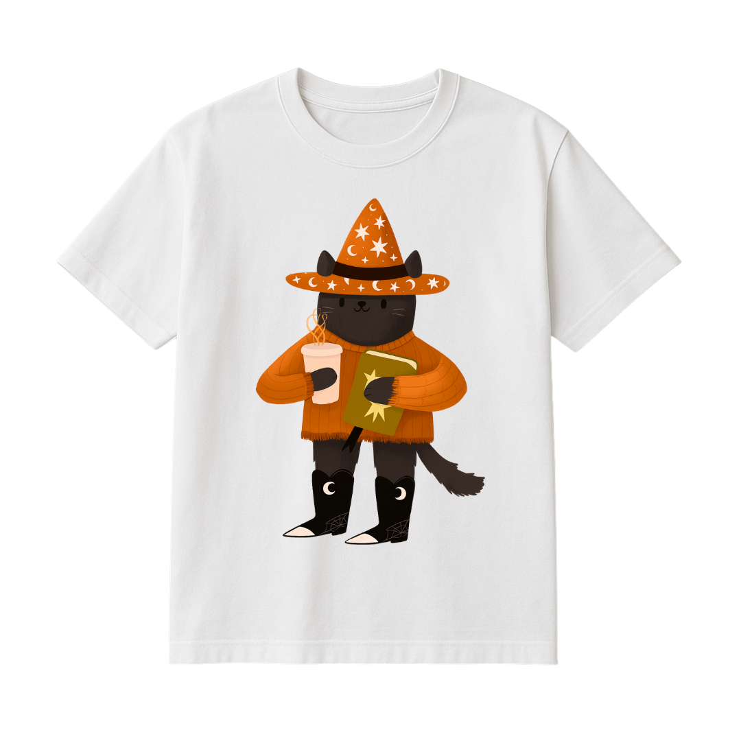 Playera Gato Hechicero Café