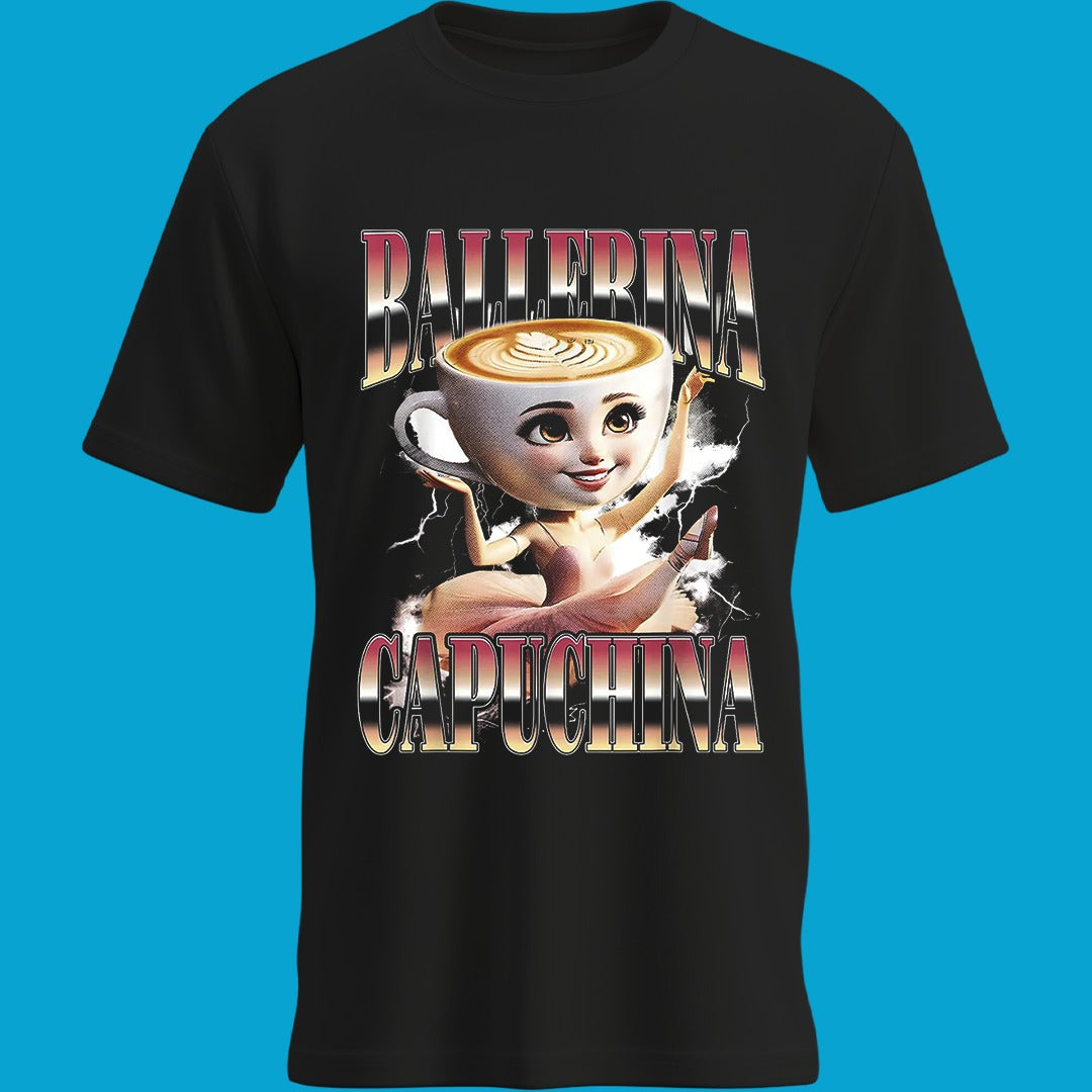 Playera Ballerina Capuchina | Diseño Divertido de Café con Estilo de Caricatura