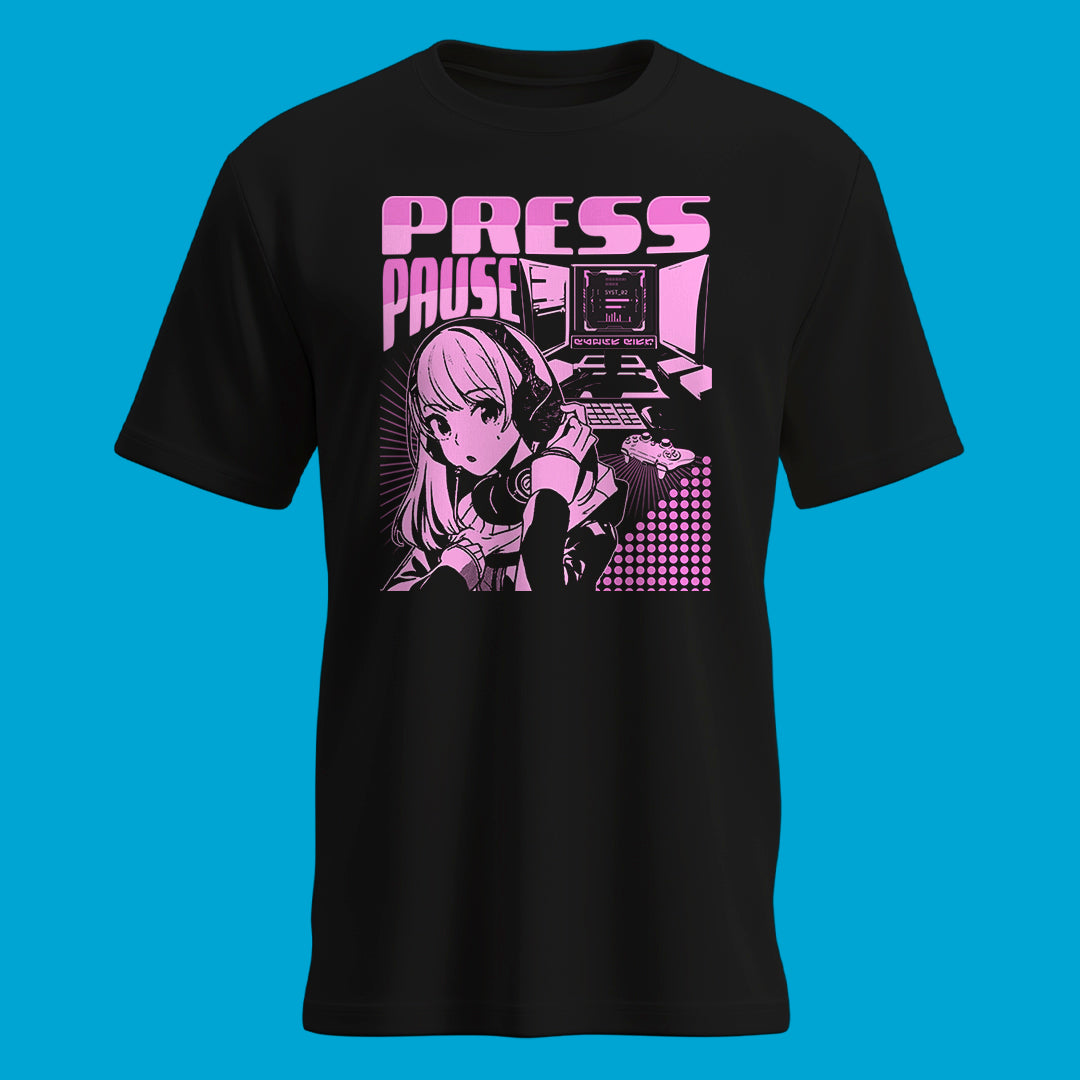 Playera Press Pause Anime Gamer