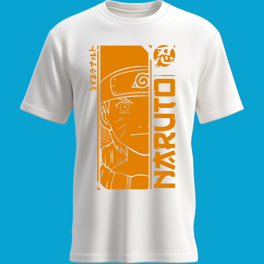 Playera Naruto Minimal – Diseño Naranja Vertical