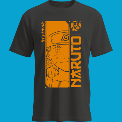 Playera Naruto Minimal – Diseño Naranja Vertical