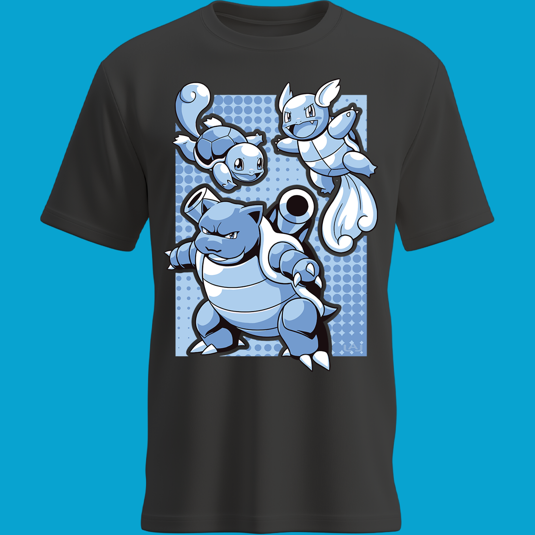 Playera Evolución Squirtle – Blastoise, Wartortle y Squirtle