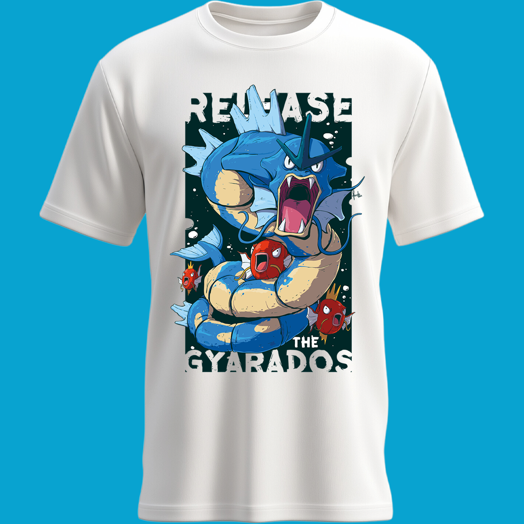 Playera Gyarados Furioso – ¡Libera al Dragón del Agua!