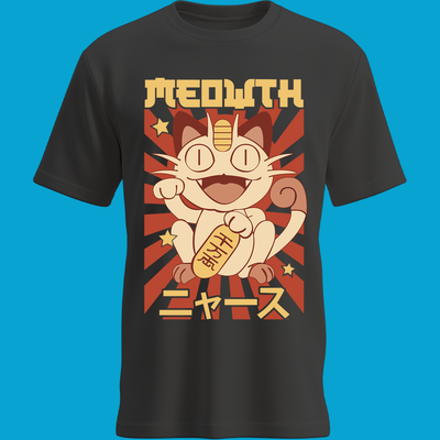 Playera Meowth Suerte Japonesa | Estilo Retro Pokémon