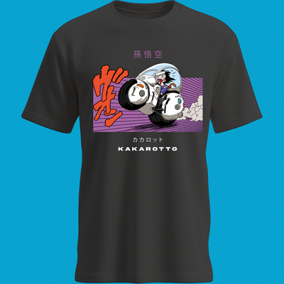 Goku en moto cápsula – Estilo retro "Kakarotto"